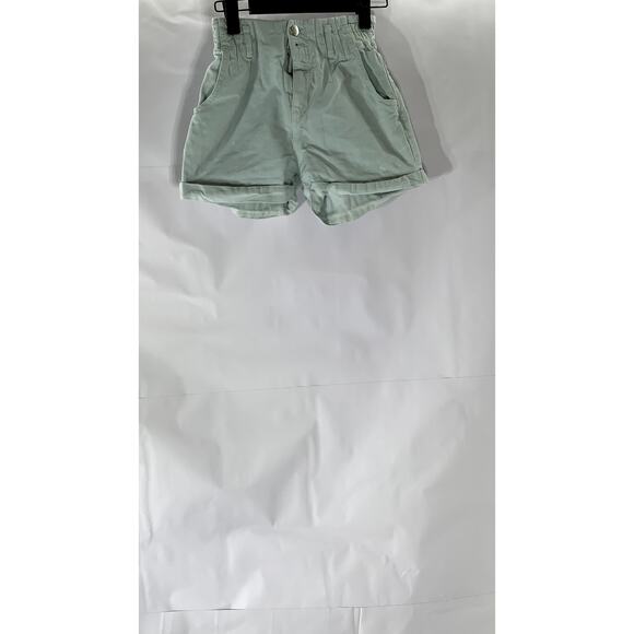 ZARA Girls' Light Blue Denim Button-Front Paperbag Shorts SZ 9 - Picture 1 of 10